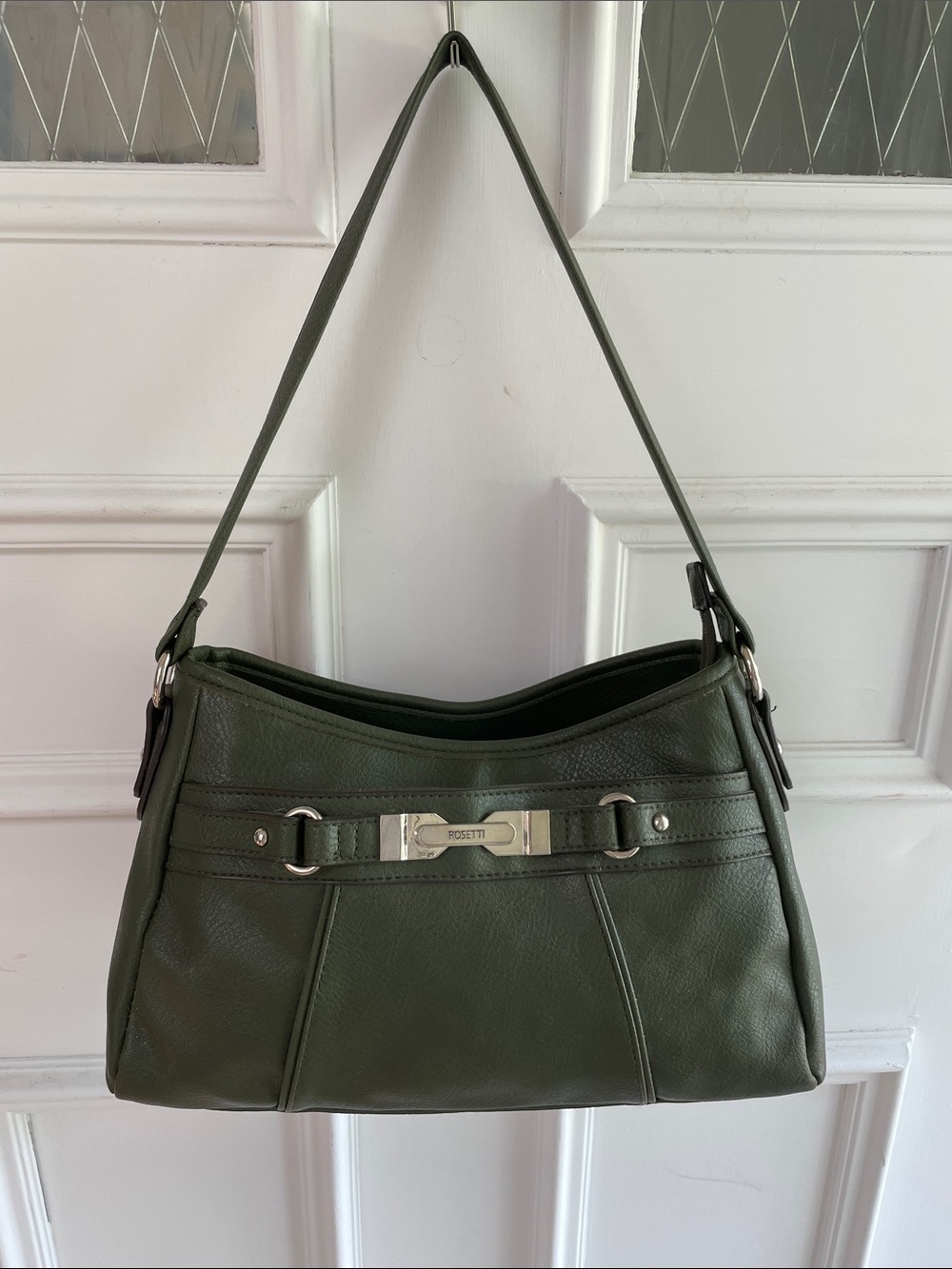 Rosetti Hunter Green shoulder bag 4 pockets minor scratches on name label EUC